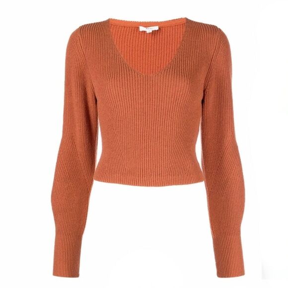 A.L.C. Kimby Ribbed Knit Sweater In Burnt Terracotta - Picture 1 of 11